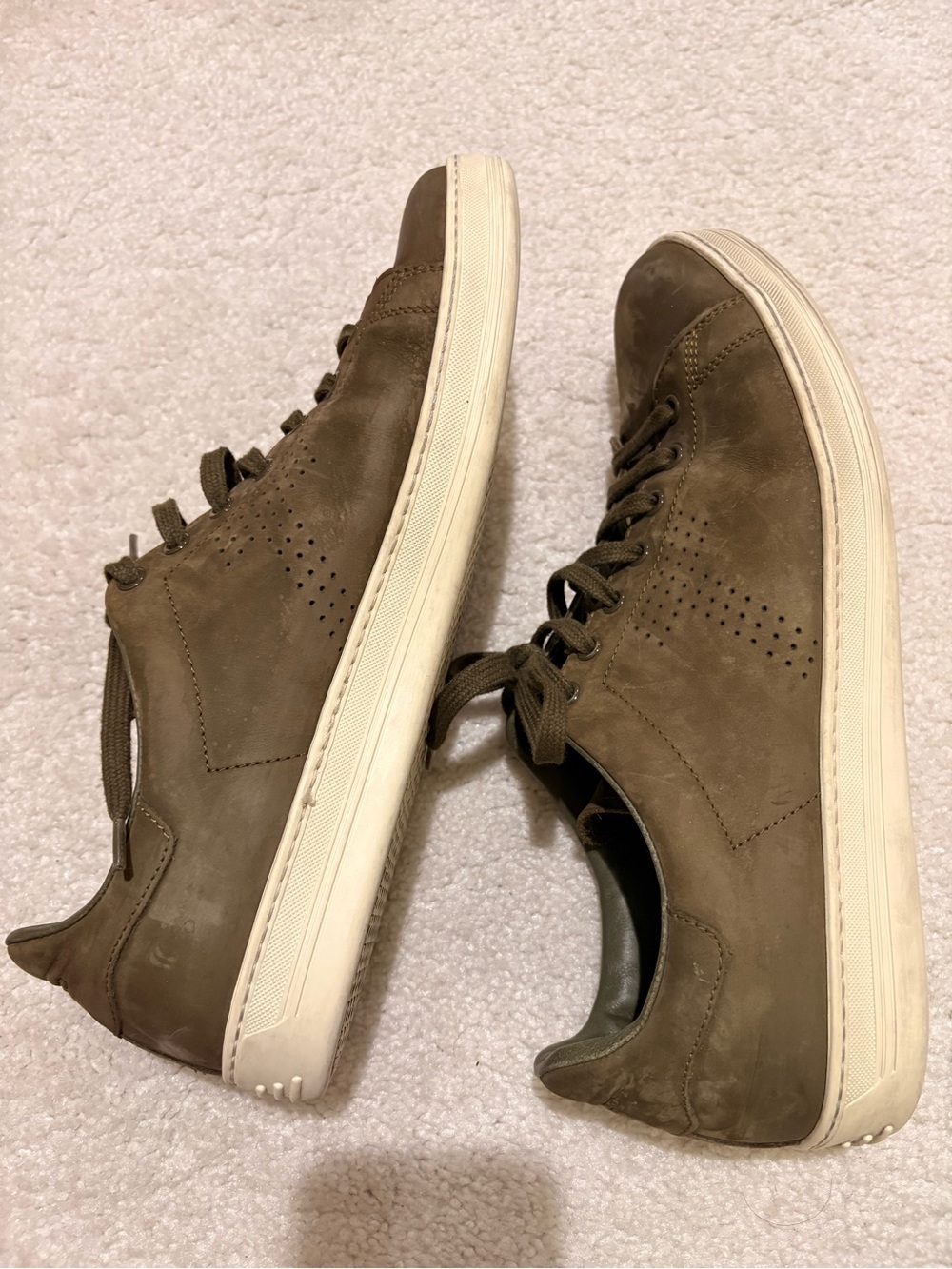 Tom Ford Men's Olive/Tan Suede Lace-Up Sneakers - Picture 3 of 7